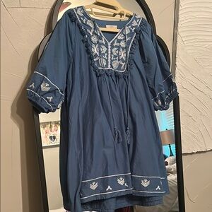 Chelsea and Voilet Blue Embroidered Tunic Dress/top